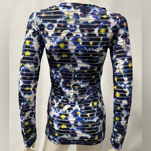 VTG Y2K JEAN PAUL GAULTIER FUZZI Avant Designer Blue Skinny Stretchy Top Women M - Picture 7 of 8